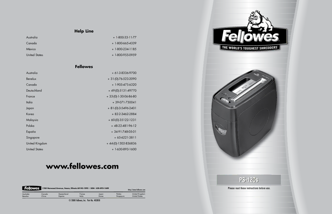 Fellowes PS-12Cs manual 