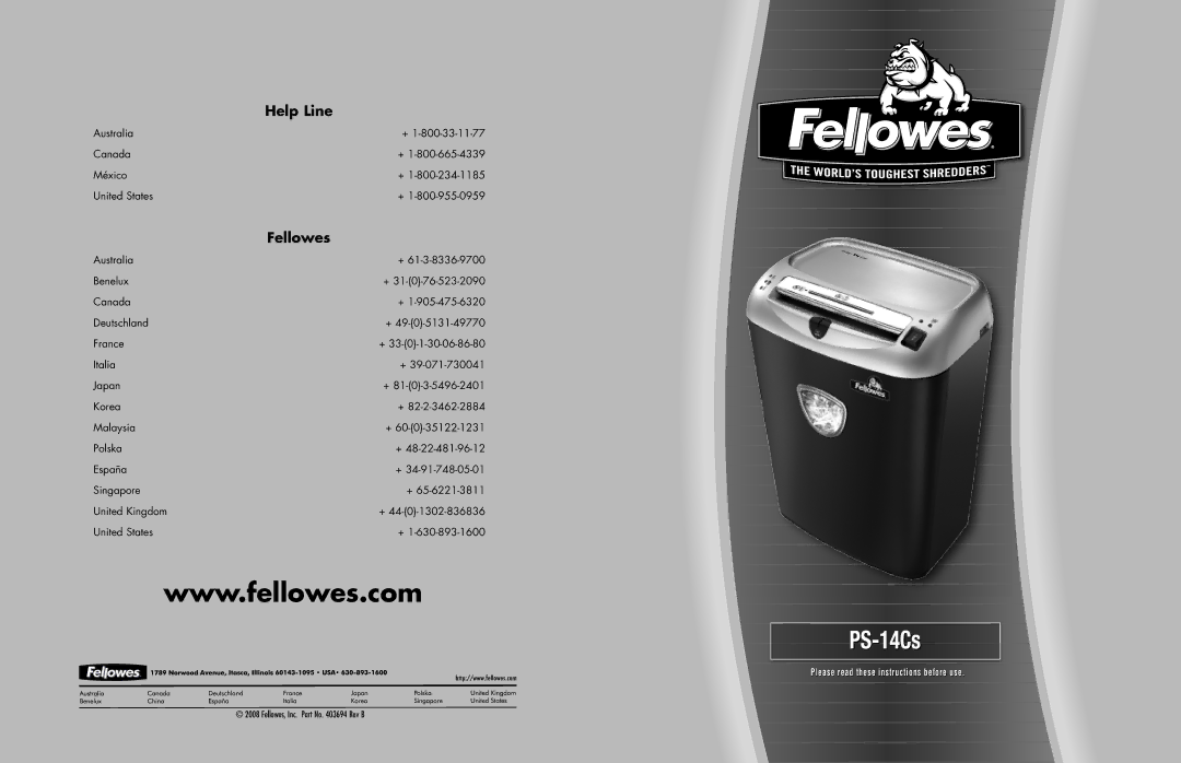 Fellowes PS-14Cs manual 