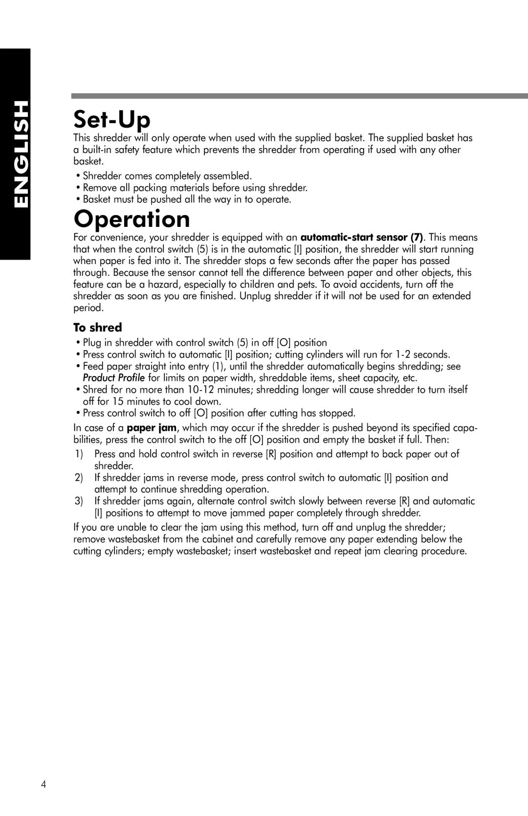 Fellowes PS-62C manual Set-Up, Operation, To shred 