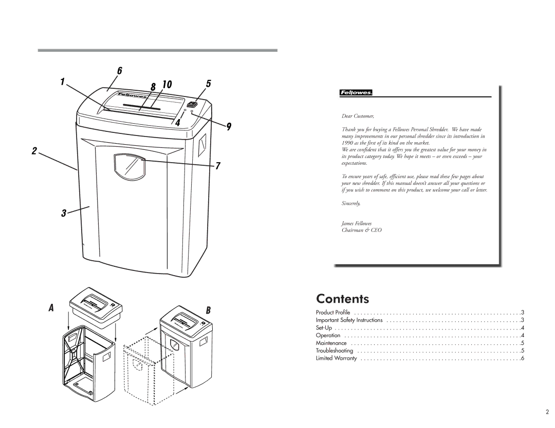 Fellowes Ps70-2cd, Ps80c-2, PS70-2CD manual Contents 