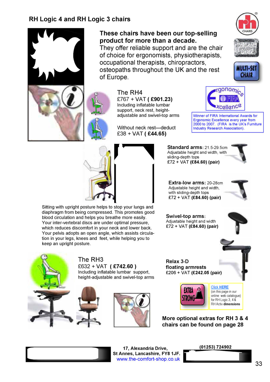 Fellowes RH 300, RH 400 RH Logic 4 and RH Logic 3 chairs, RH3, More optional extras for RH 3 & 4 chairs can be found on 