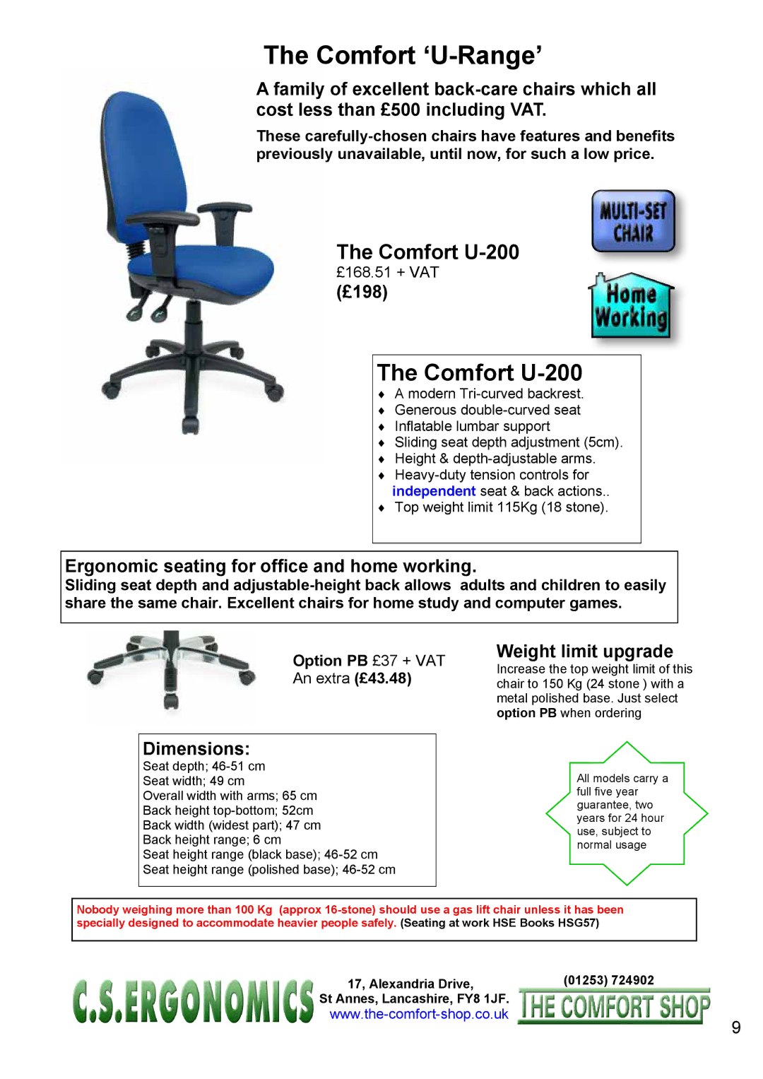 Fellowes RH 300, RH 400 manual Comfort U-200 