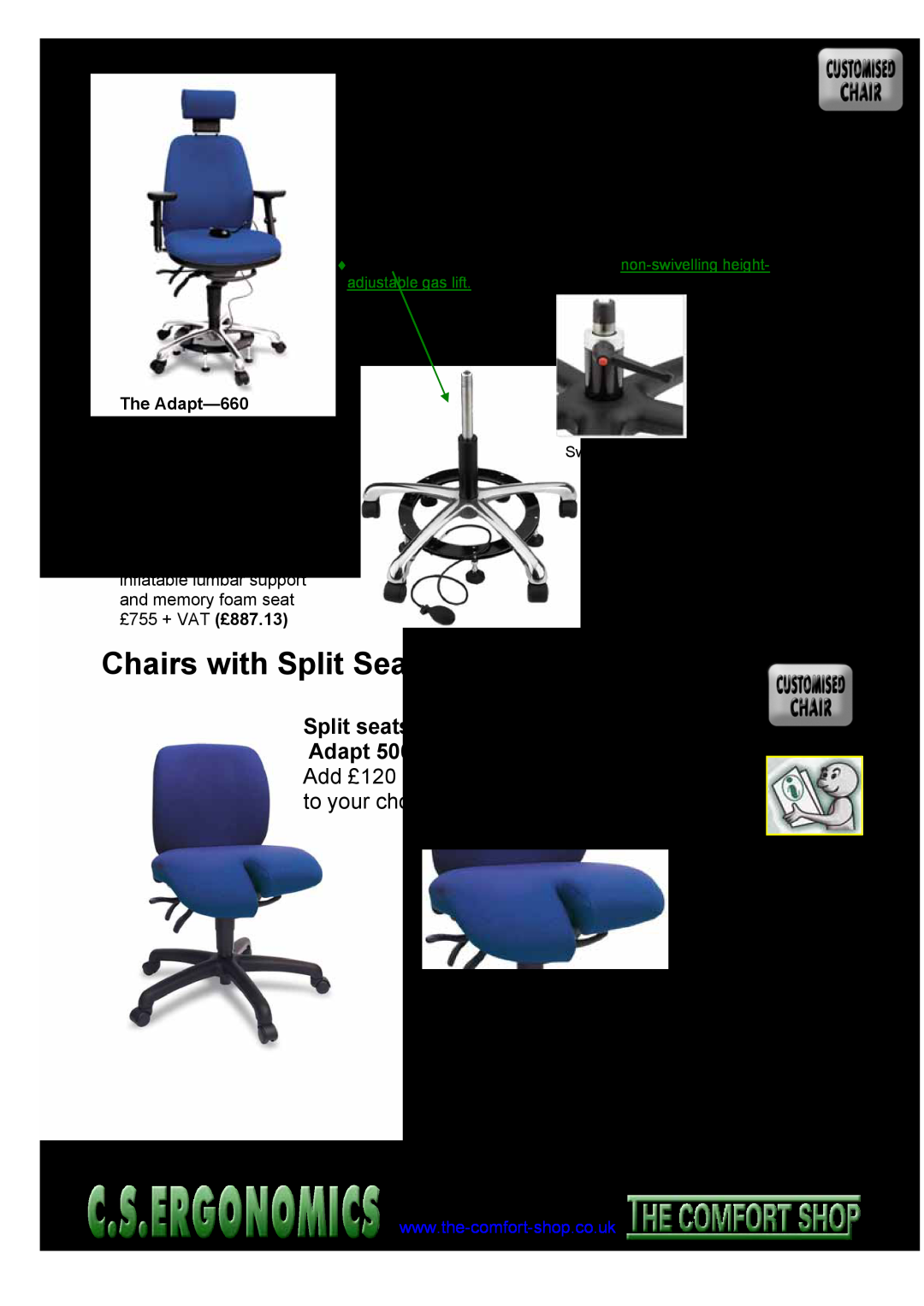 Fellowes RH 300 Chairs with Movement and Swivel Locks, Chairs with Split Seat Options, Movement Lock, Chair swivel lock 