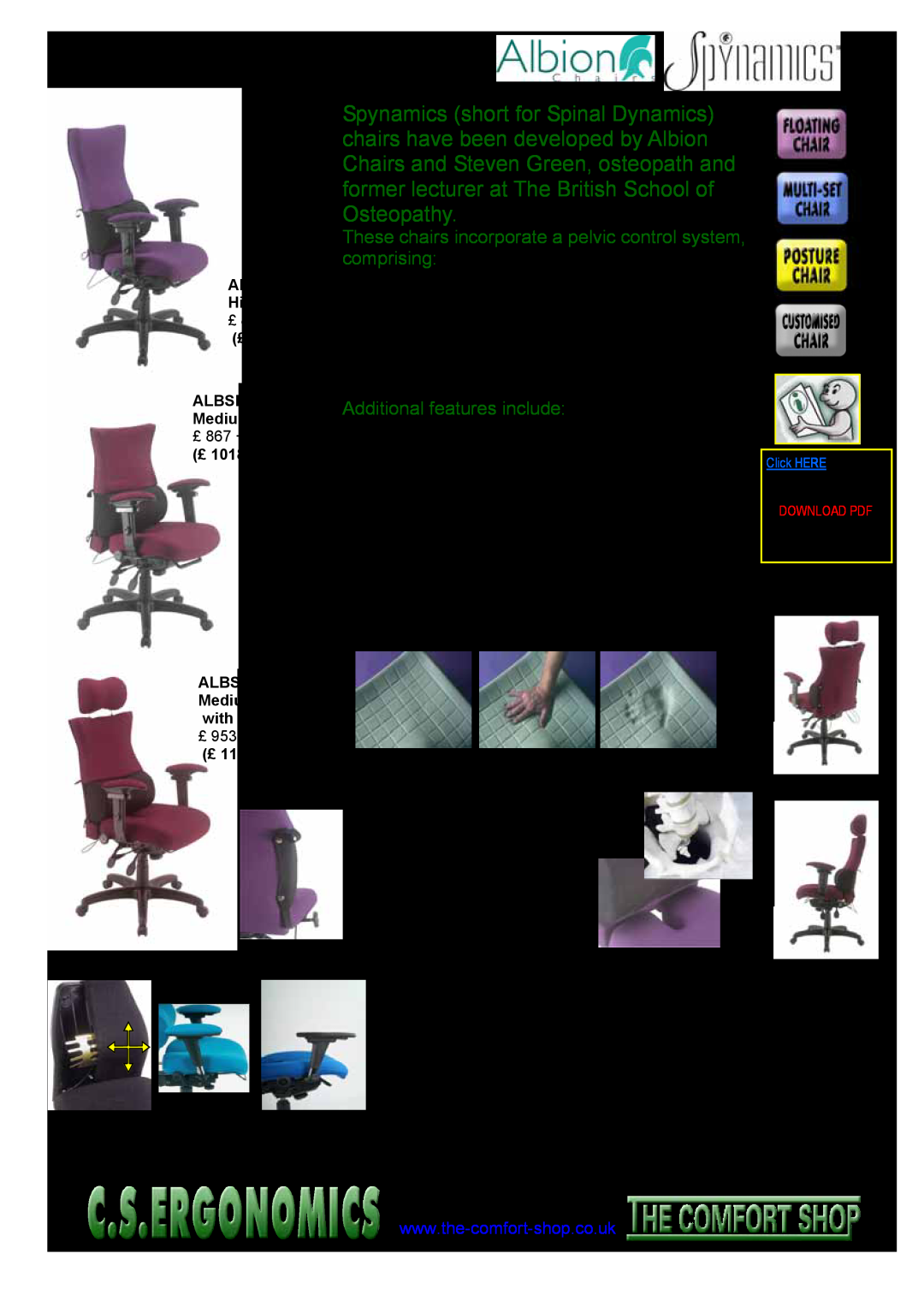 Fellowes RH 300, RH 400 manual Spynamics Chair 
