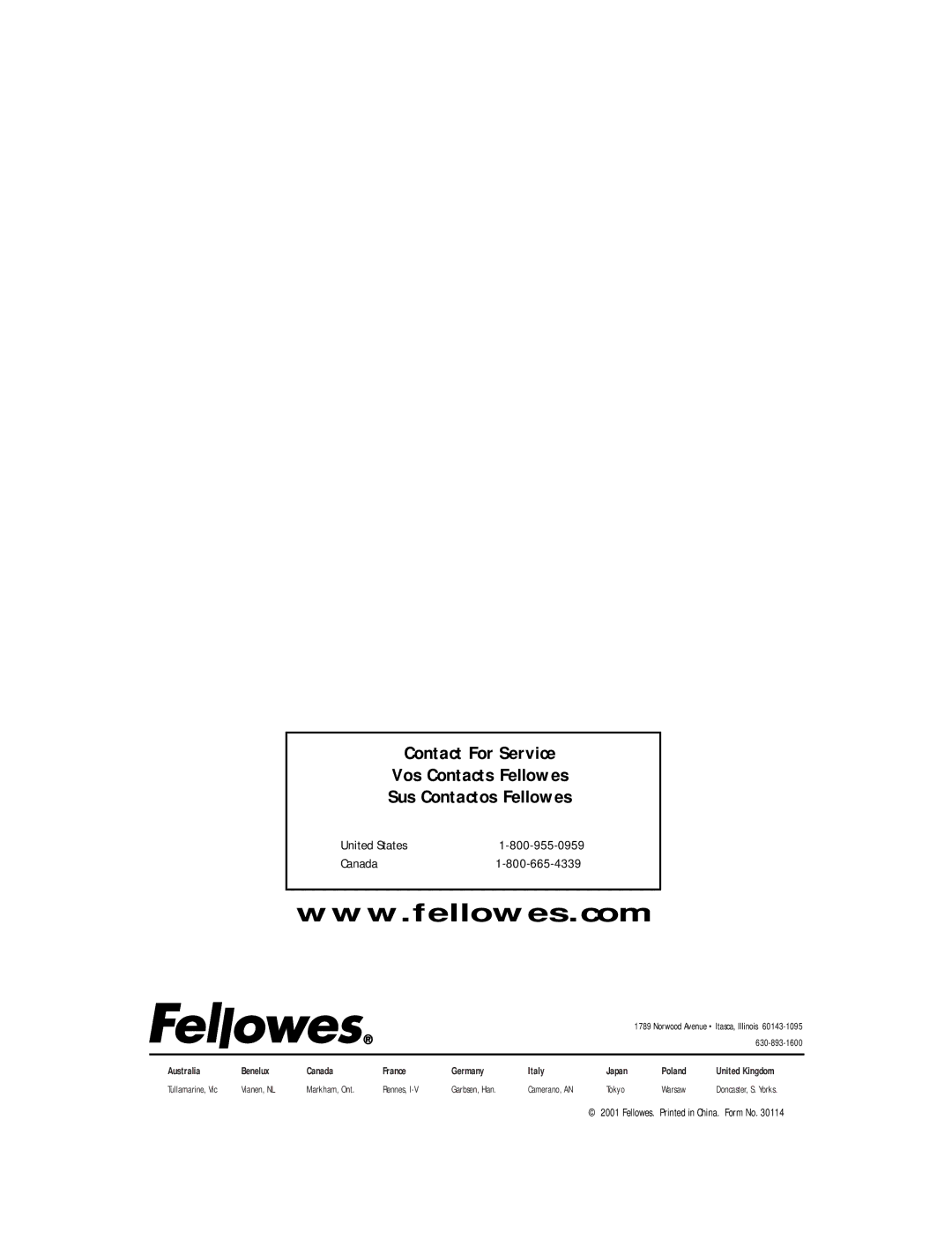 Fellowes S40C-2, P400C-2 manual United States Canada 