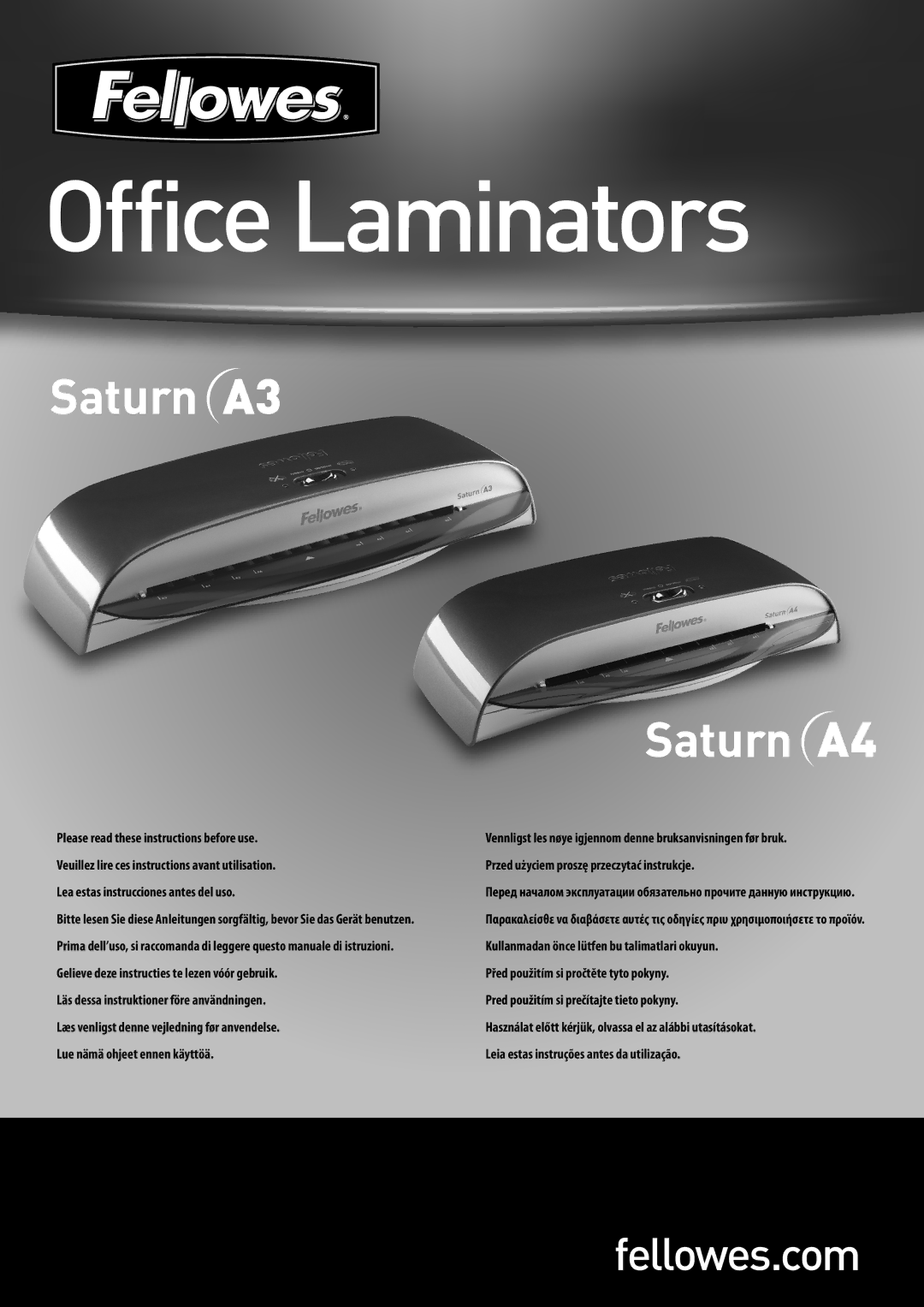 Fellowes Saturn A3, Saturn A4 manual Office Laminators 