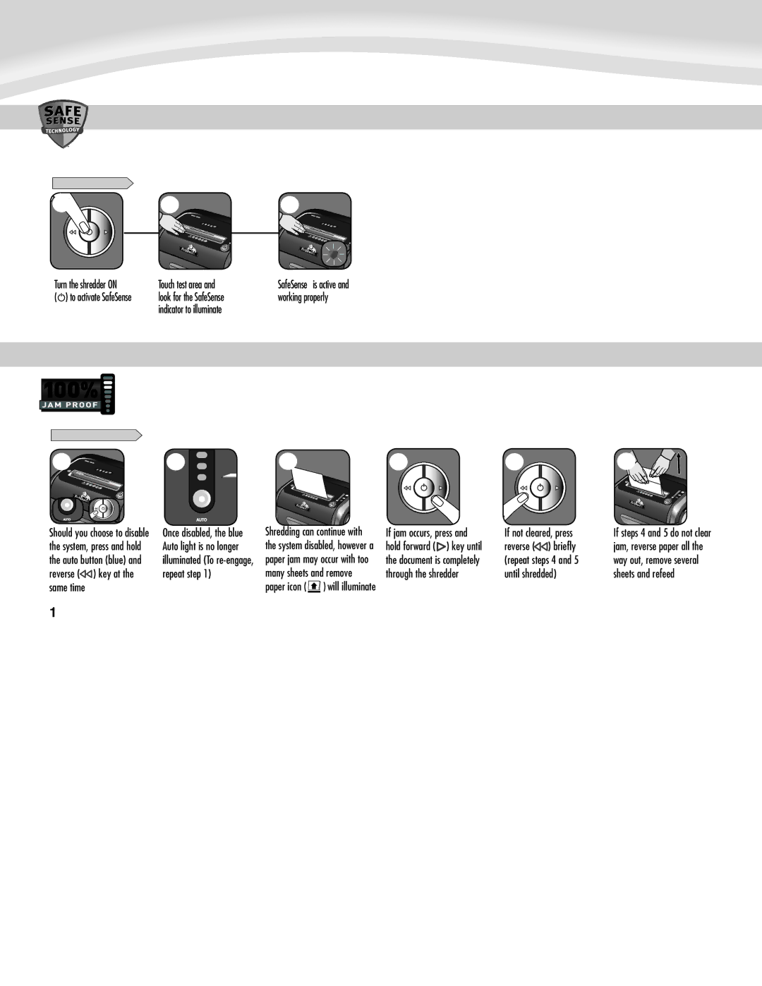 Fellowes SB-83I manual Safesense Technology Operation, JAM Proof System 