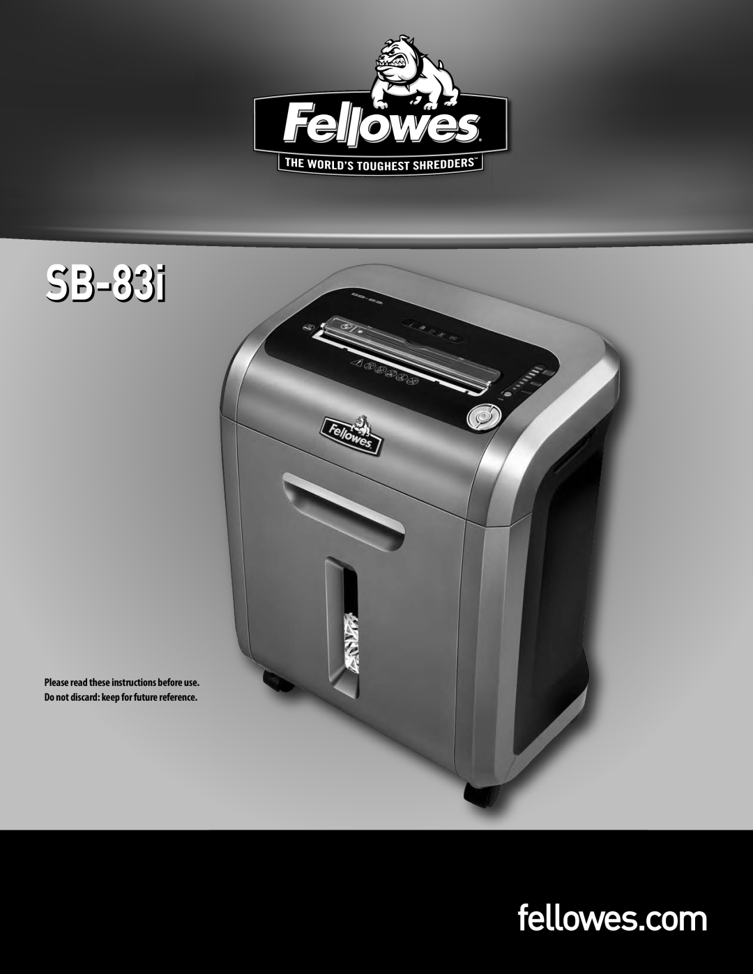 Fellowes SB-83I manual SB-83i, fellowes.com 