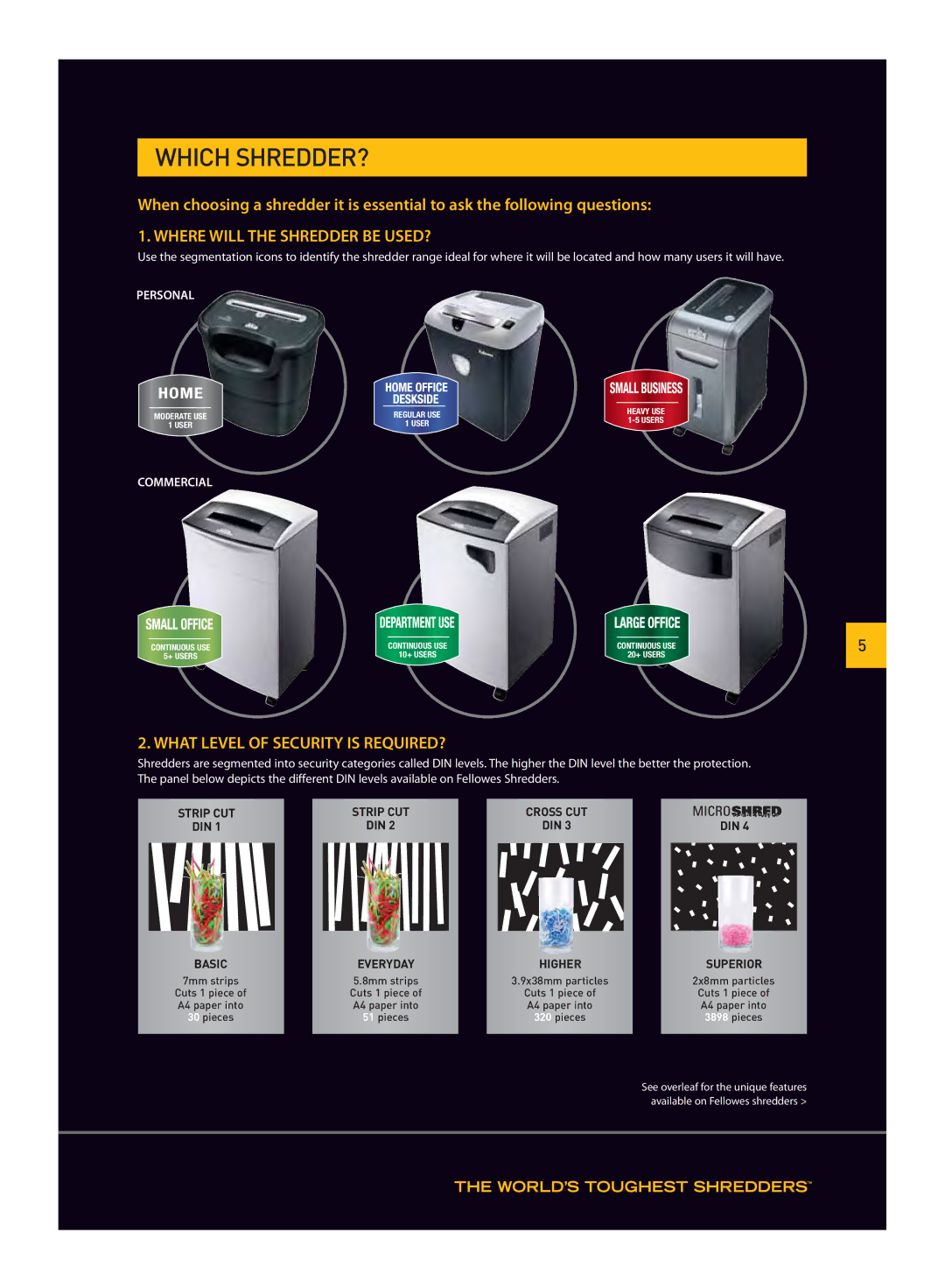 Fellowes MS-460CS, SB-99Ci, SB-89Ci manual Which SHREDDER?, Where will the Shredder be USED? 