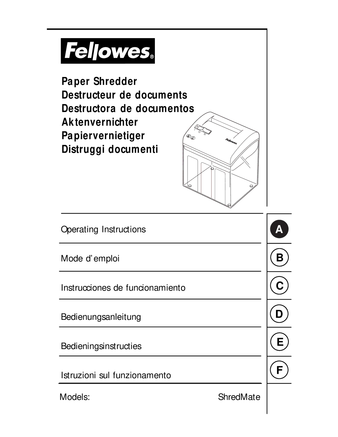 Fellowes Shredmate manual 