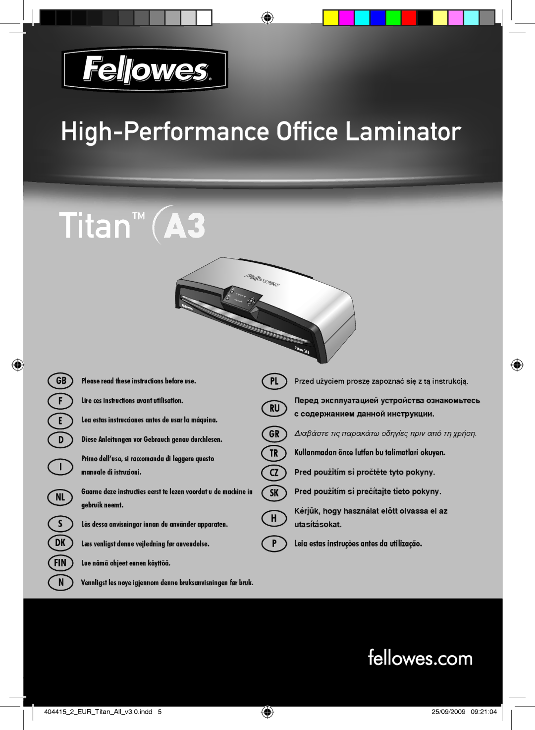 Fellowes Titan A3 manual 