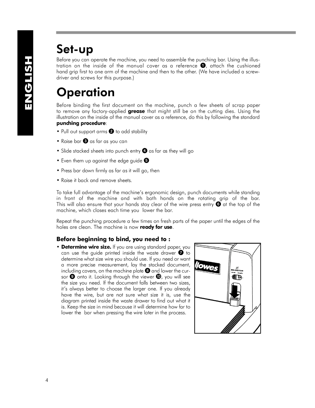 Fellowes WB 150 manual Set-up, Operation, Before beginning to bind, you need to 