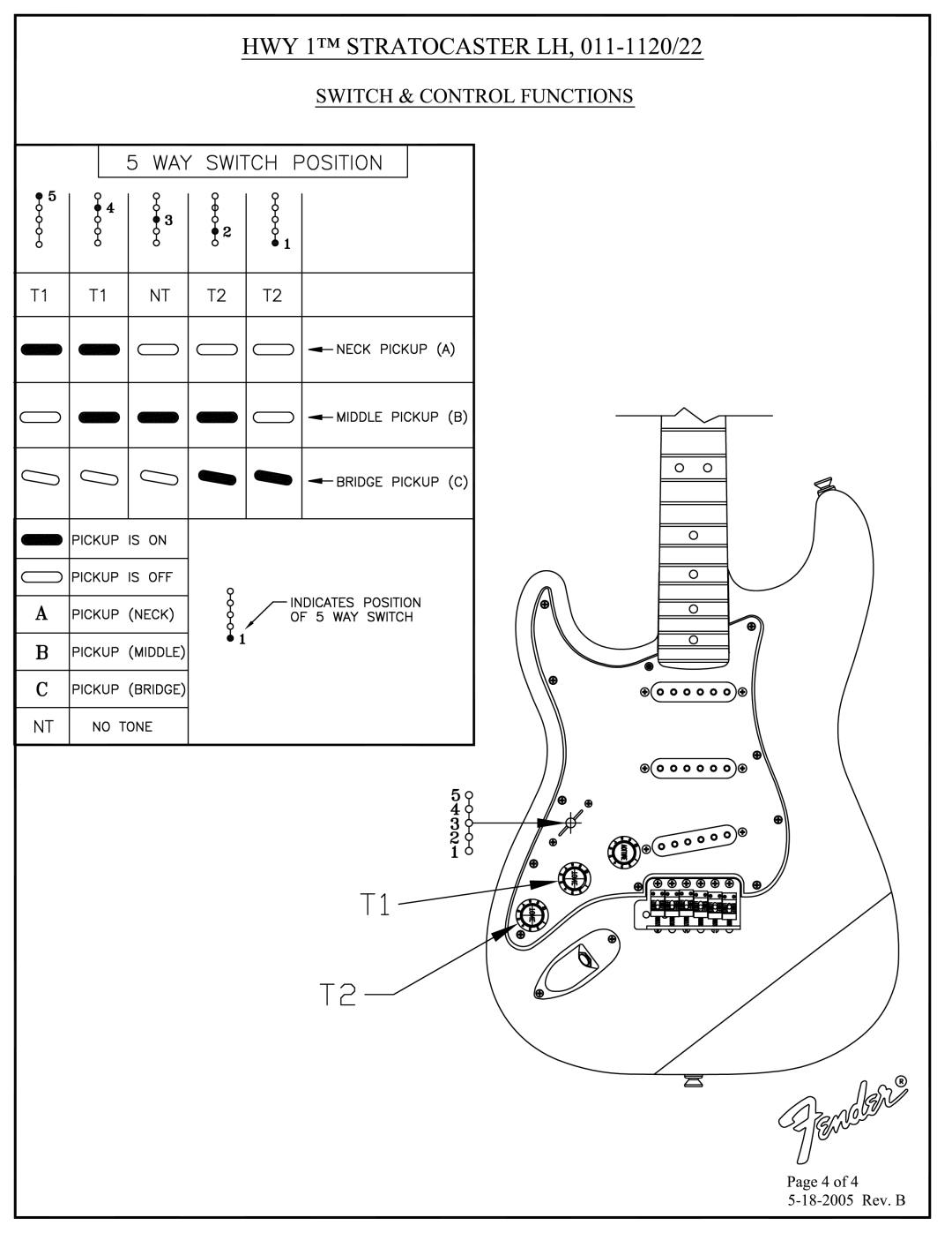 Fender 011-1120/22 manual 