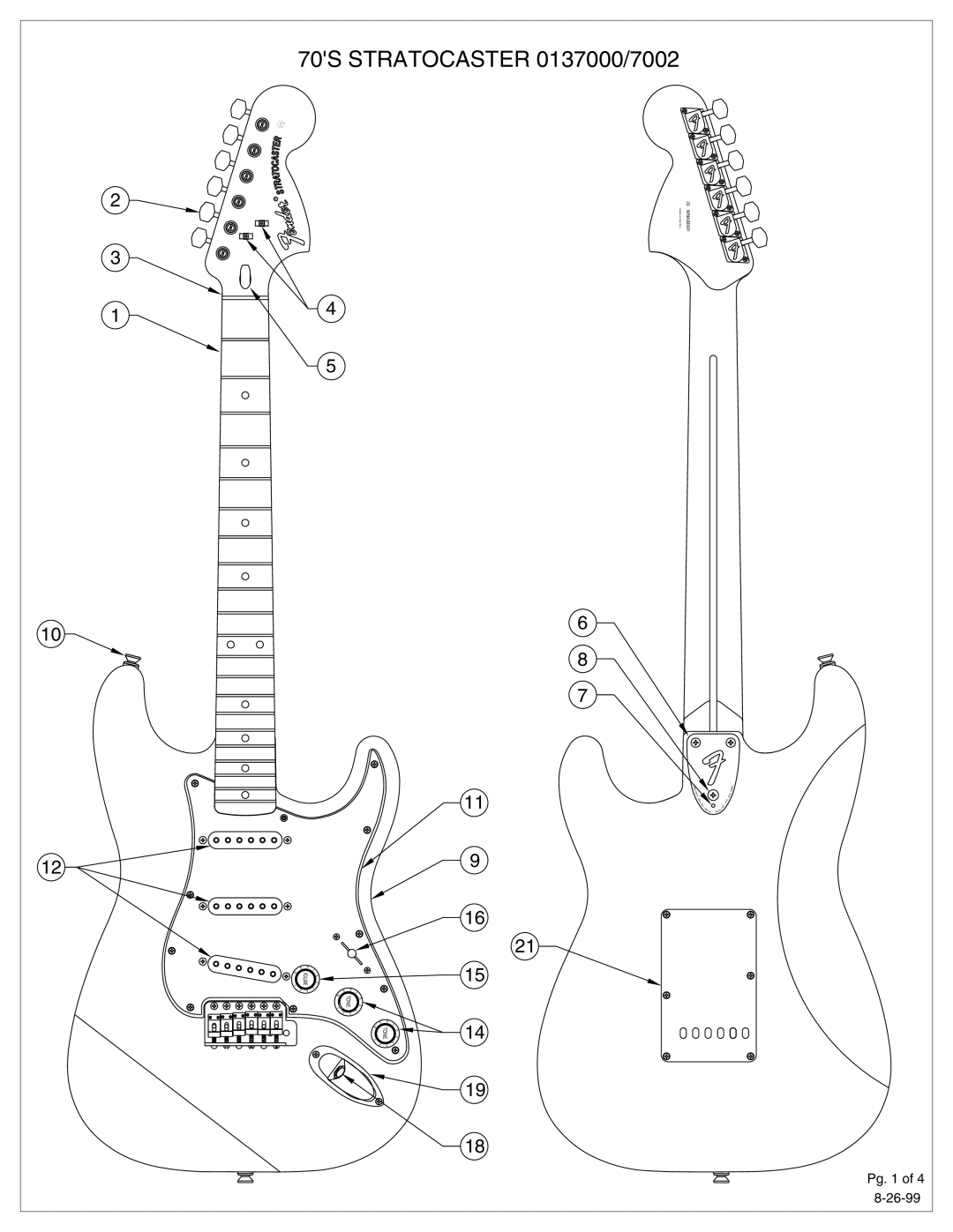 Fender 0137002 manual 70S Stratocaster 0137000/7002 