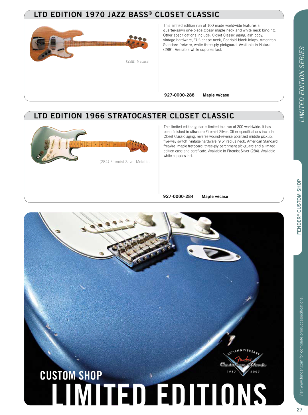 Fender 015-0082 specifications Limited editions, Firemist Silver Metallic 