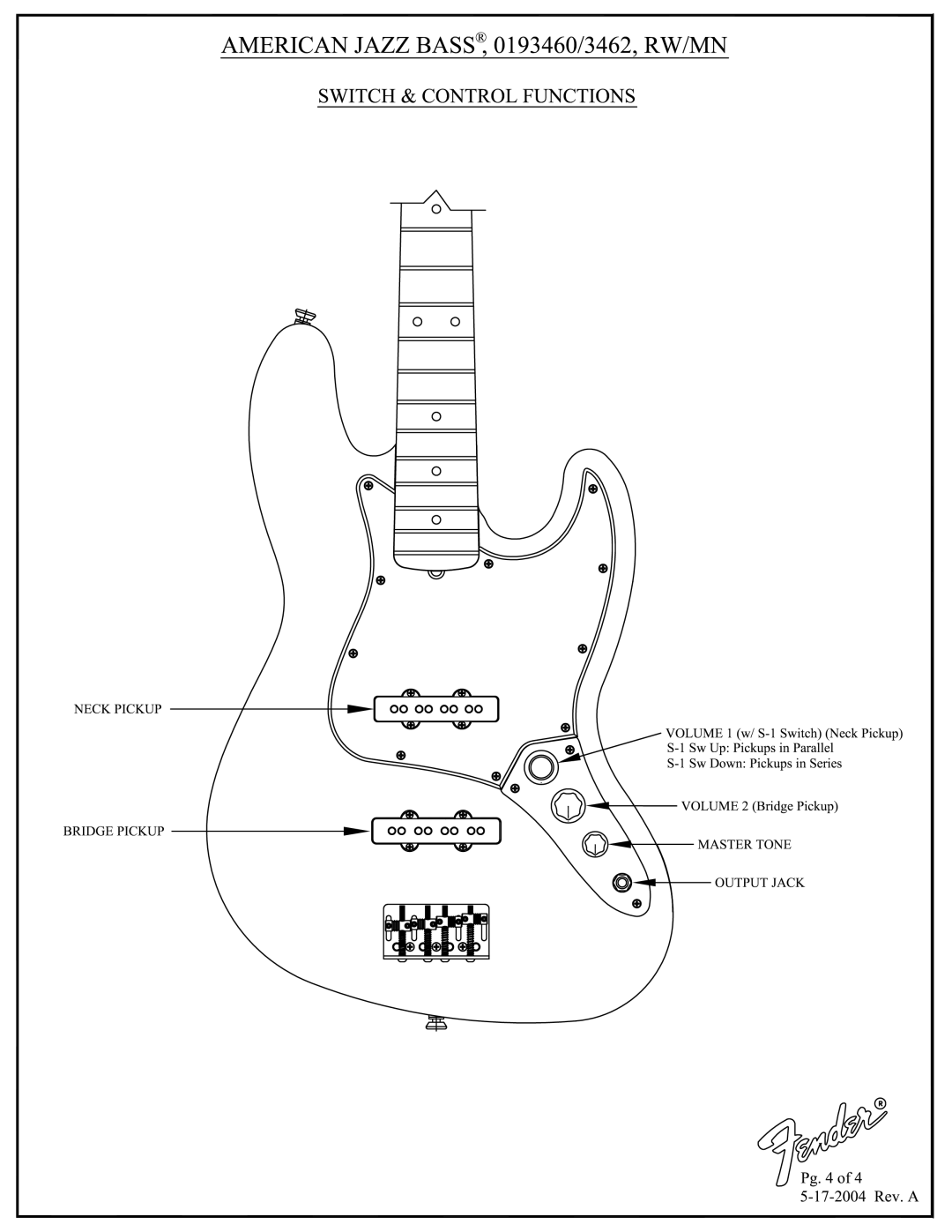 Fender 0193460/3462 manual 