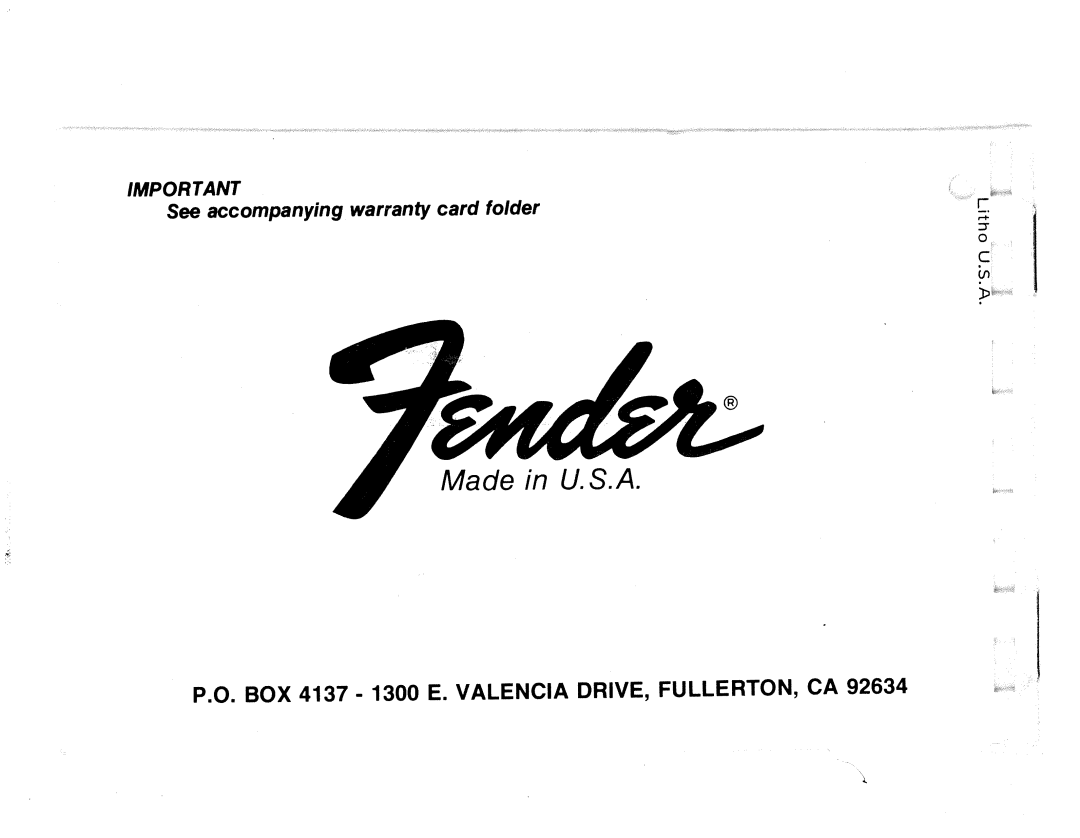 Fender 11040 manual 