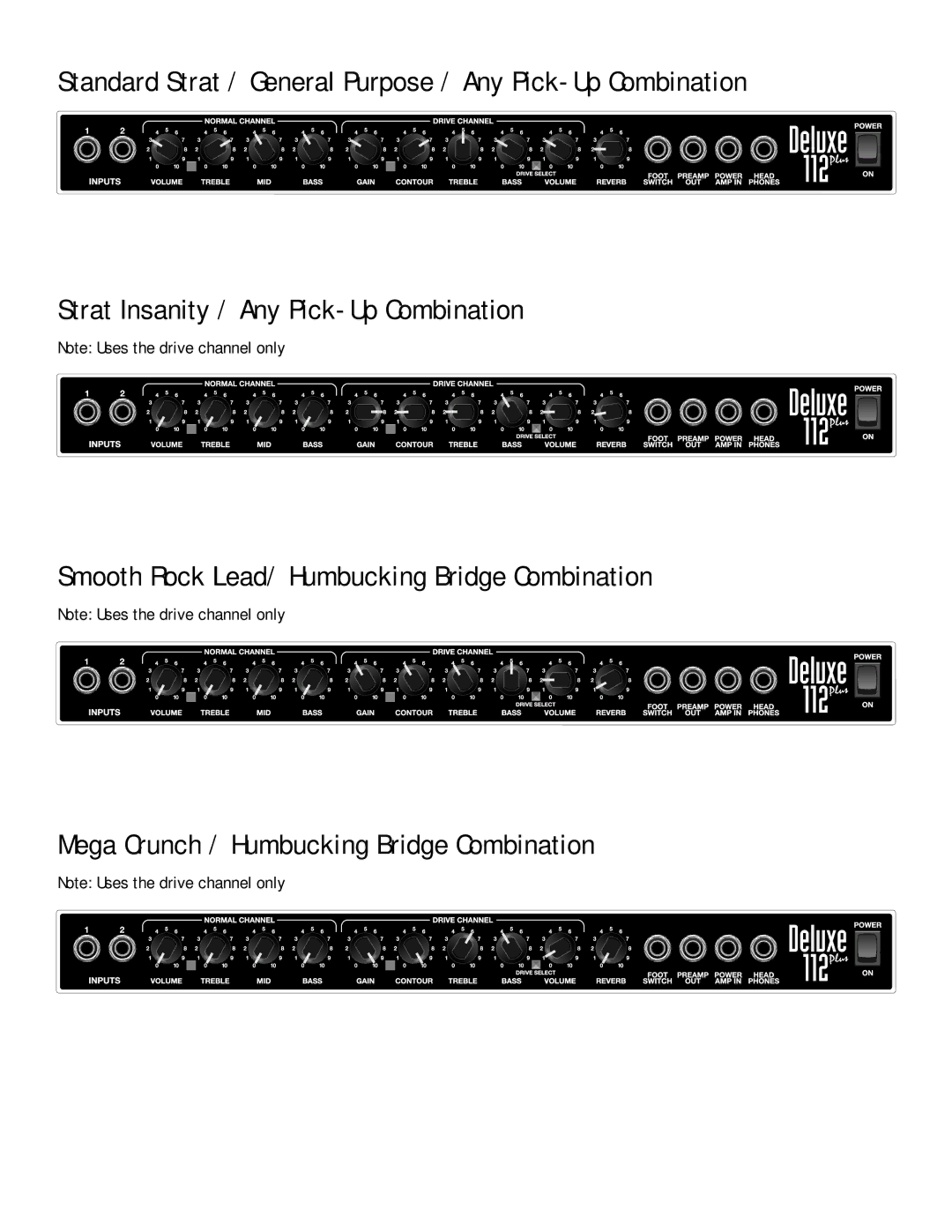 Fender 112 owner manual Strat Insanity / Any Pick-Up Combination 