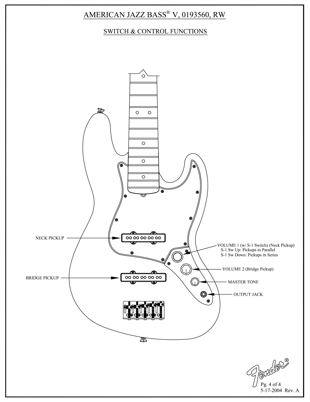 Fender 193560 manual 