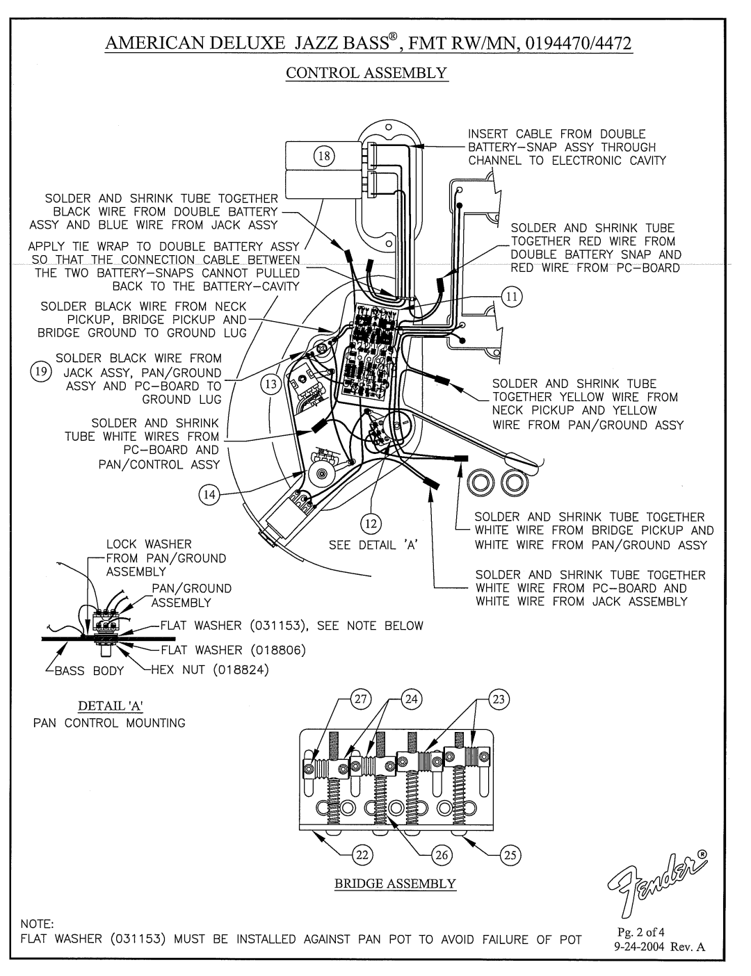 Fender 194472, 194470 manual 