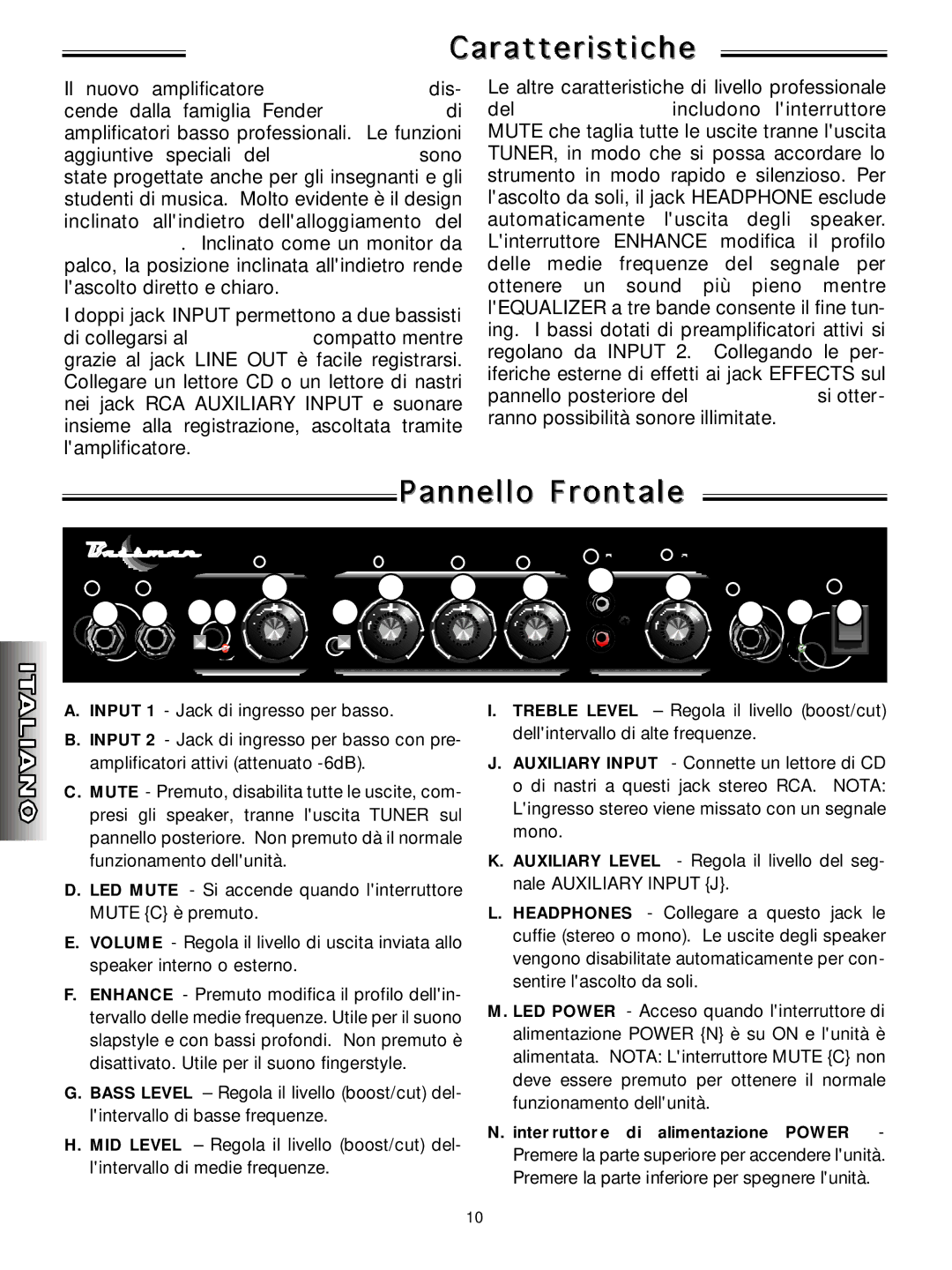 Fender 25 manual Inter ruttor e di alimentazione Power 