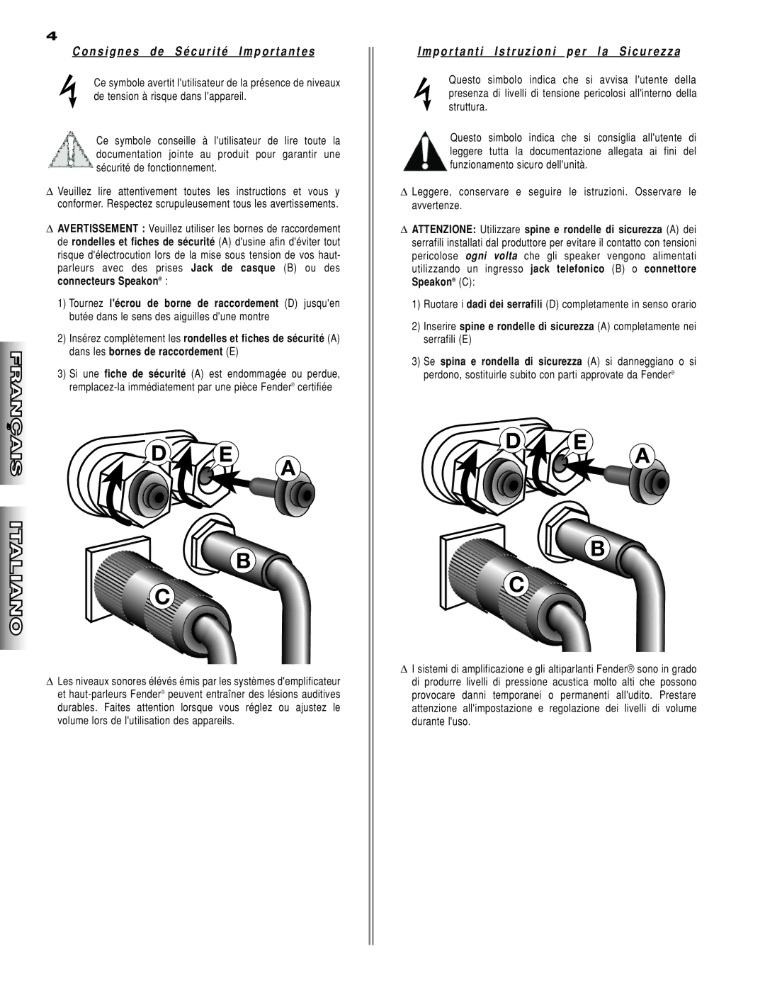 Fender 410 PRO manual N s i g n e s d e S é c u r i t é I m p o r t a n t e s 