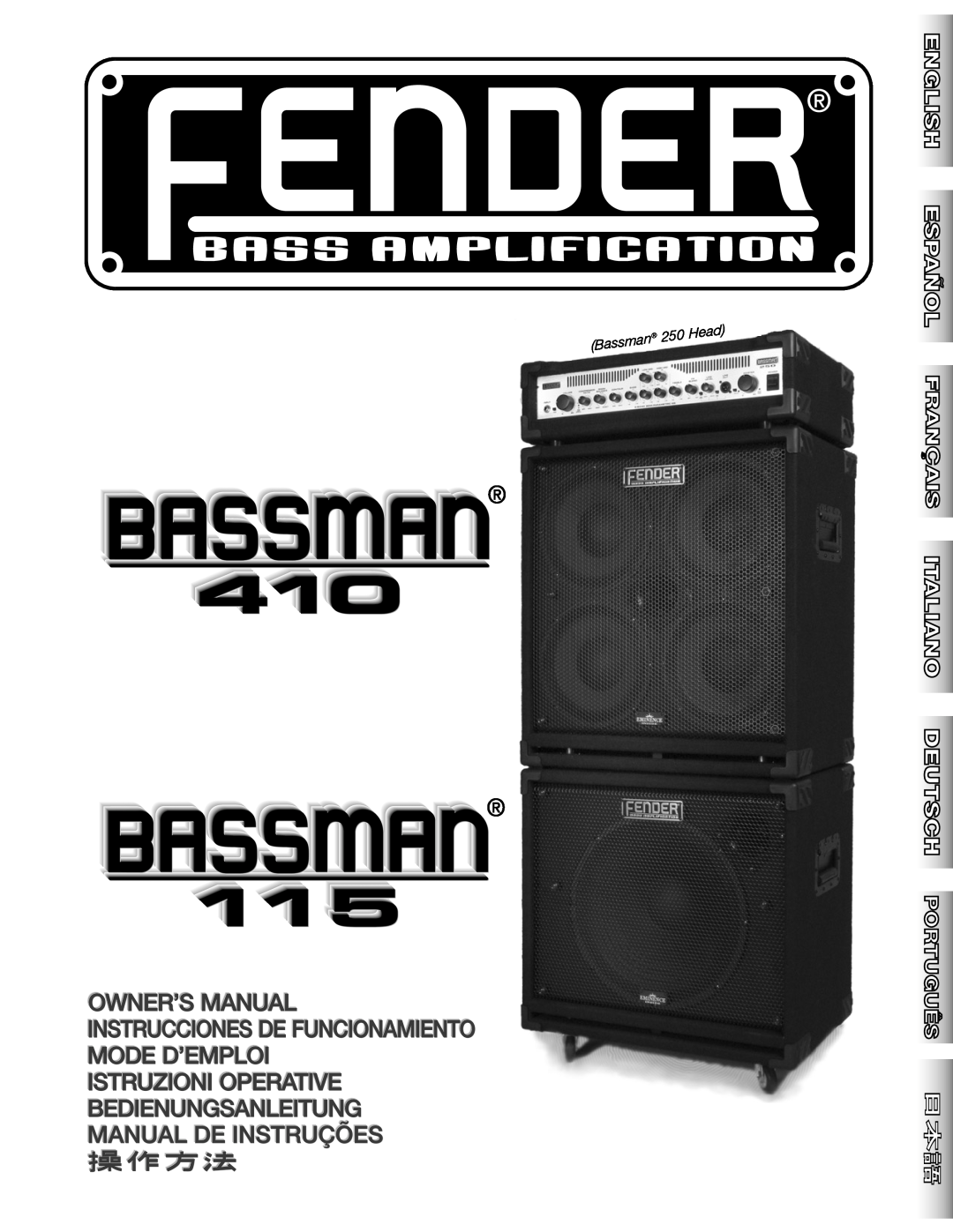 Fender 410 manual Bassm, Head 
