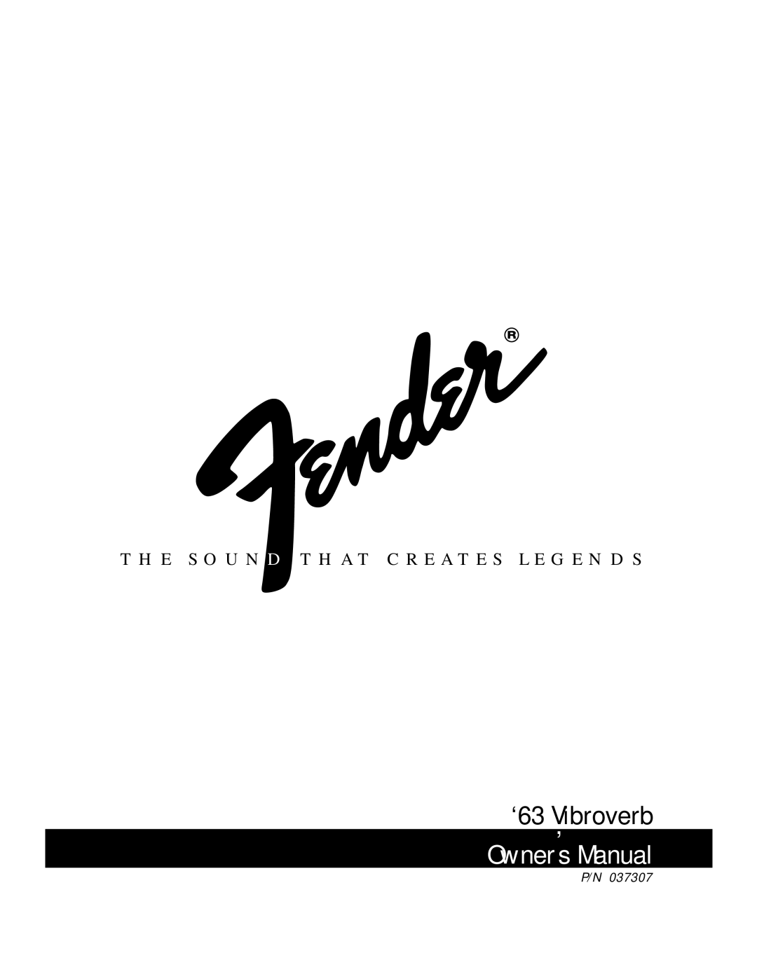 Fender 63 Vibroverb owner manual Owner,s Manual 