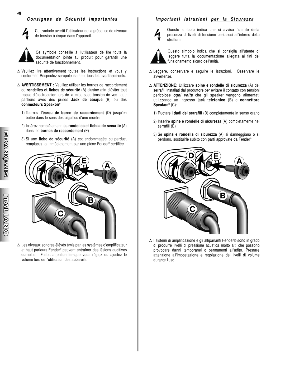 Fender 810 manual N s i g n e s d e S é c u r i t é I m p o r t a n t e s 