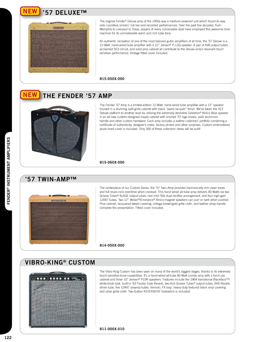 Fender 811-000X-010, 815-050X-000 manual NEW ’57 Deluxe, NEW the Fender ’57 AMP, ’57 TWIN-AMP, Vibro-Kingcustom 