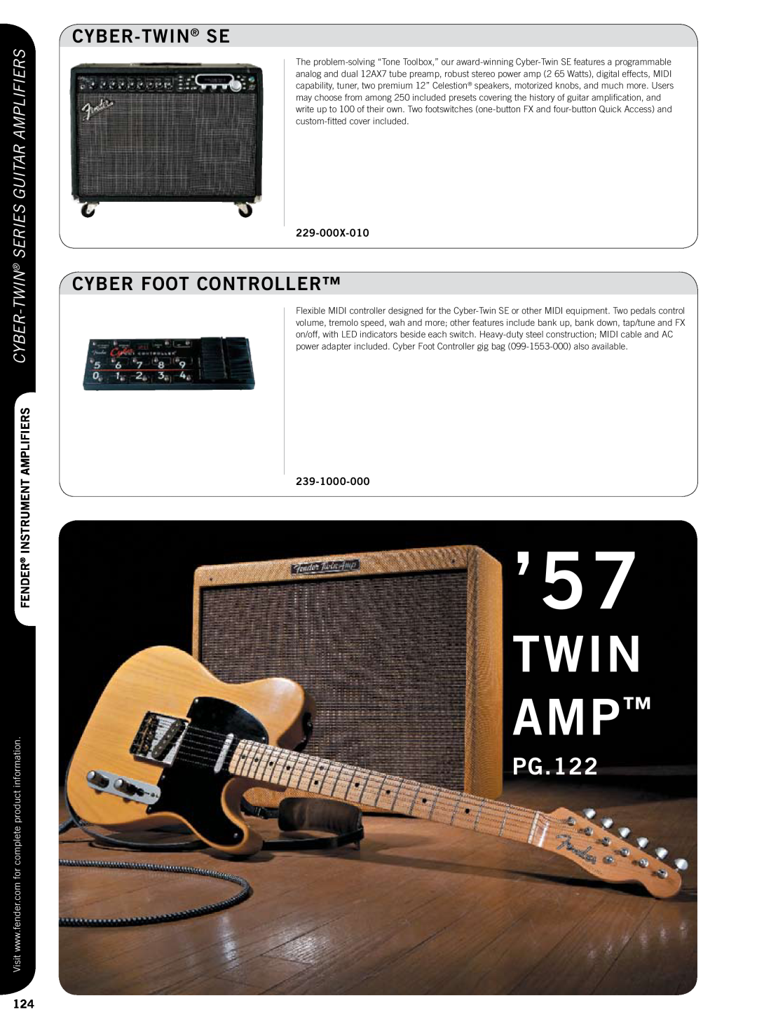 Fender 815-060X-000, 815-050X-000 manual PG.122, Cyber-Twin Se, Cyber Foot Controller, 229-000X-010, 239-1000-000, Twin Amp 