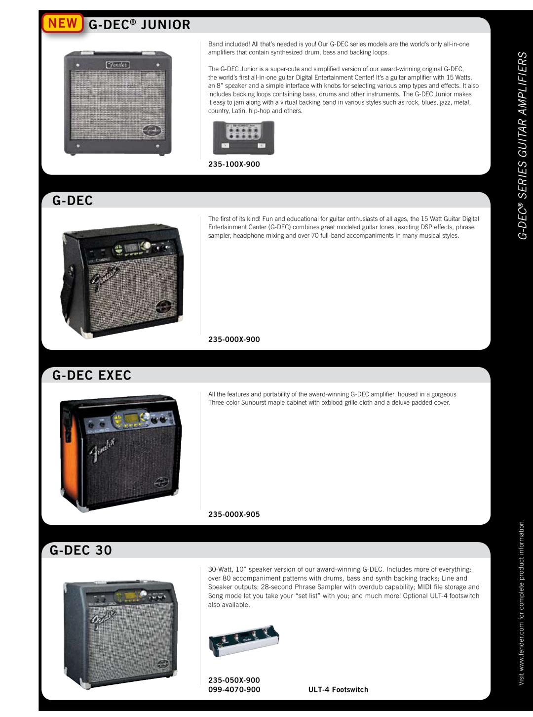 Fender 815-050X-000 New G-Dec Junior, G-Decexec, G-DEC30, G-Dec Series Guitar Amplifiers, 235-100X-9000, 235-000X-9000 