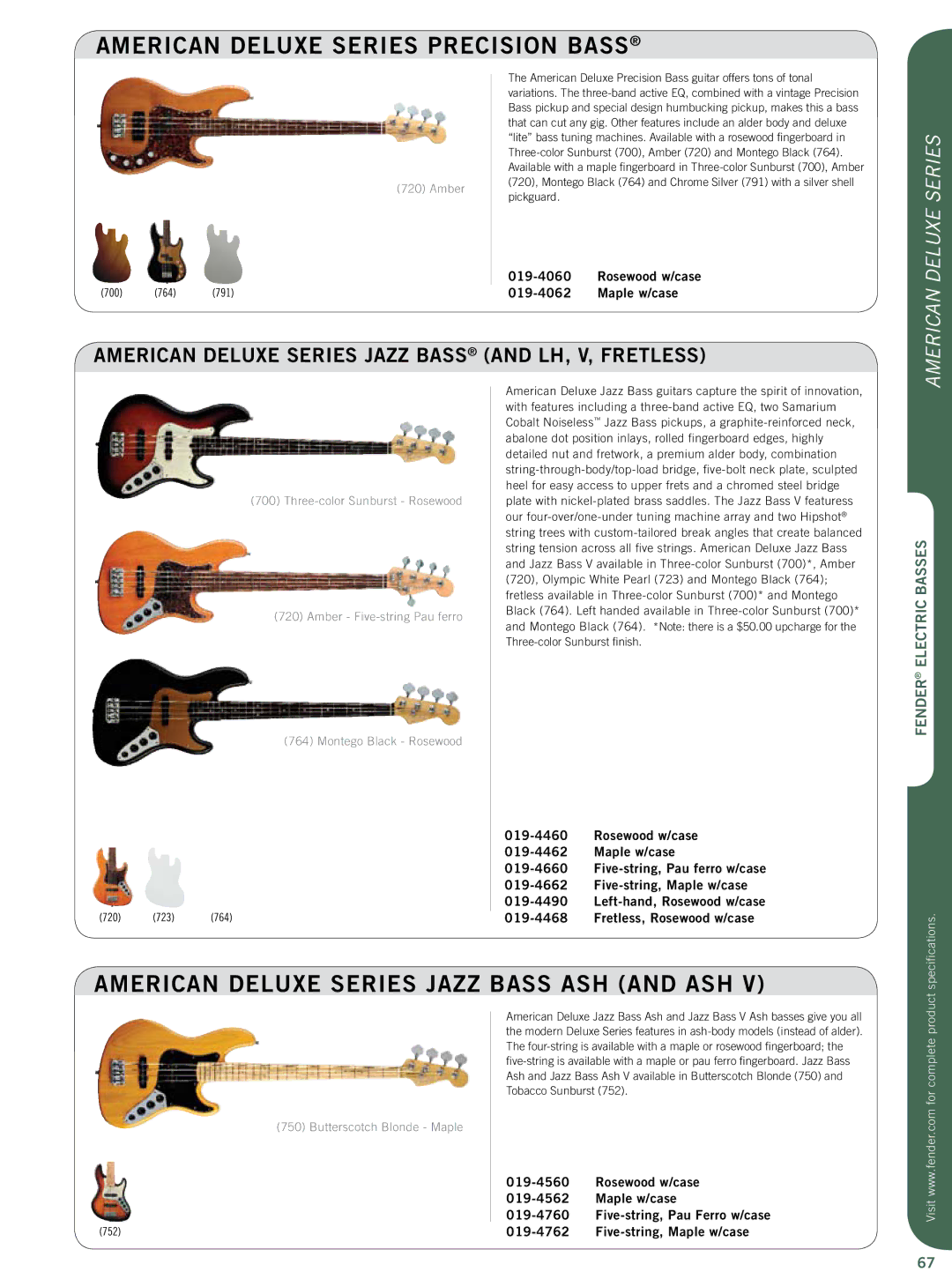 Fender Artist Series specifications American Deluxe Series Precision Bass, American Deluxe Series Jazz Bass ASH and ASH 