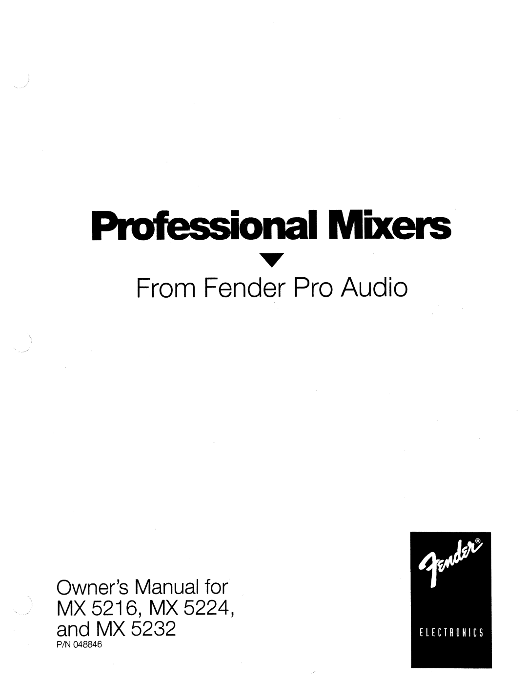 Fender MX 5216, MX 5232, MX 5224 manual 