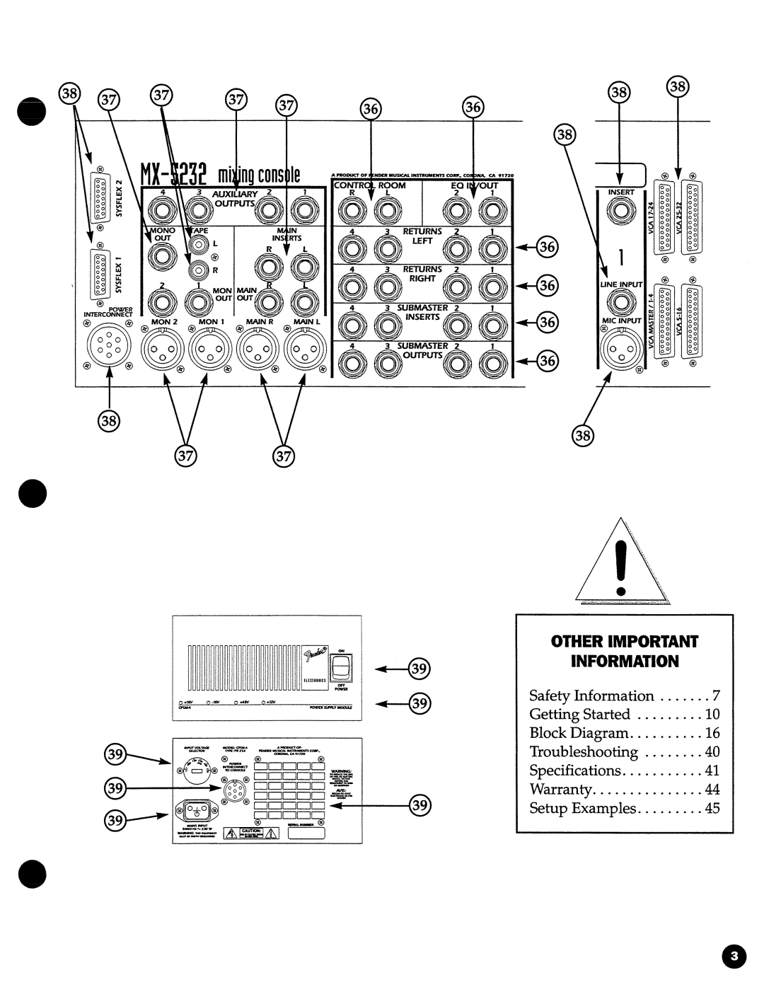 Fender MX 5224, MX 5232, MX 5216 manual 