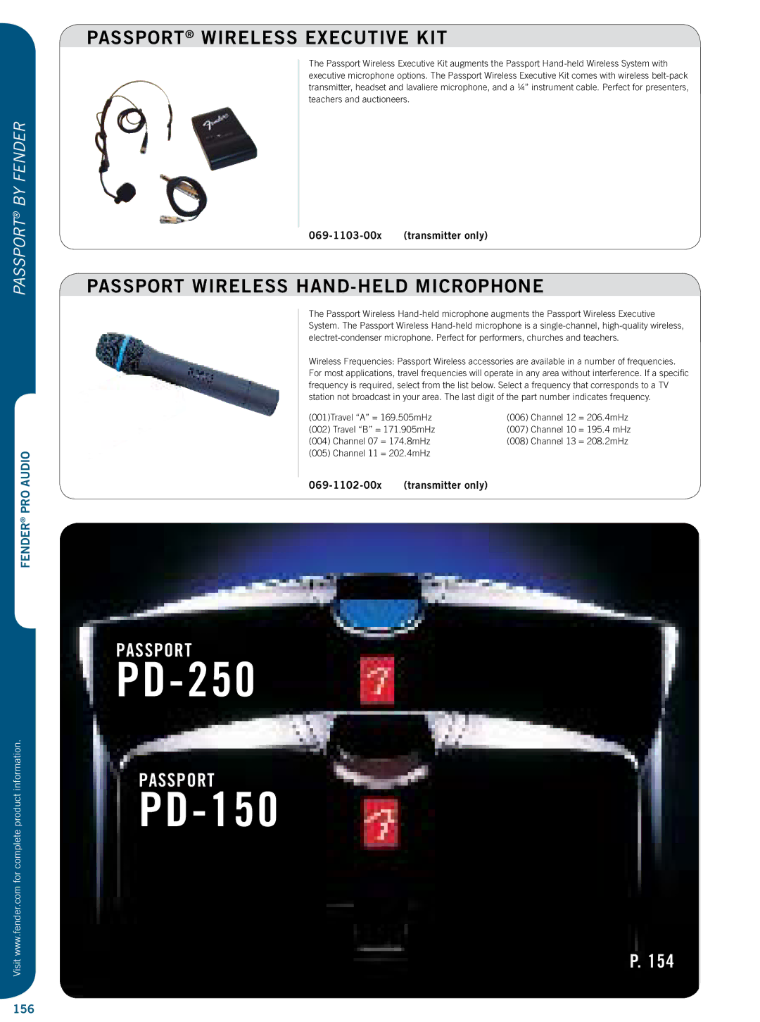 Fender PD-150 manual Passport Wireless Executive KIT, Passport Wireless HAND-HELD Microphone 