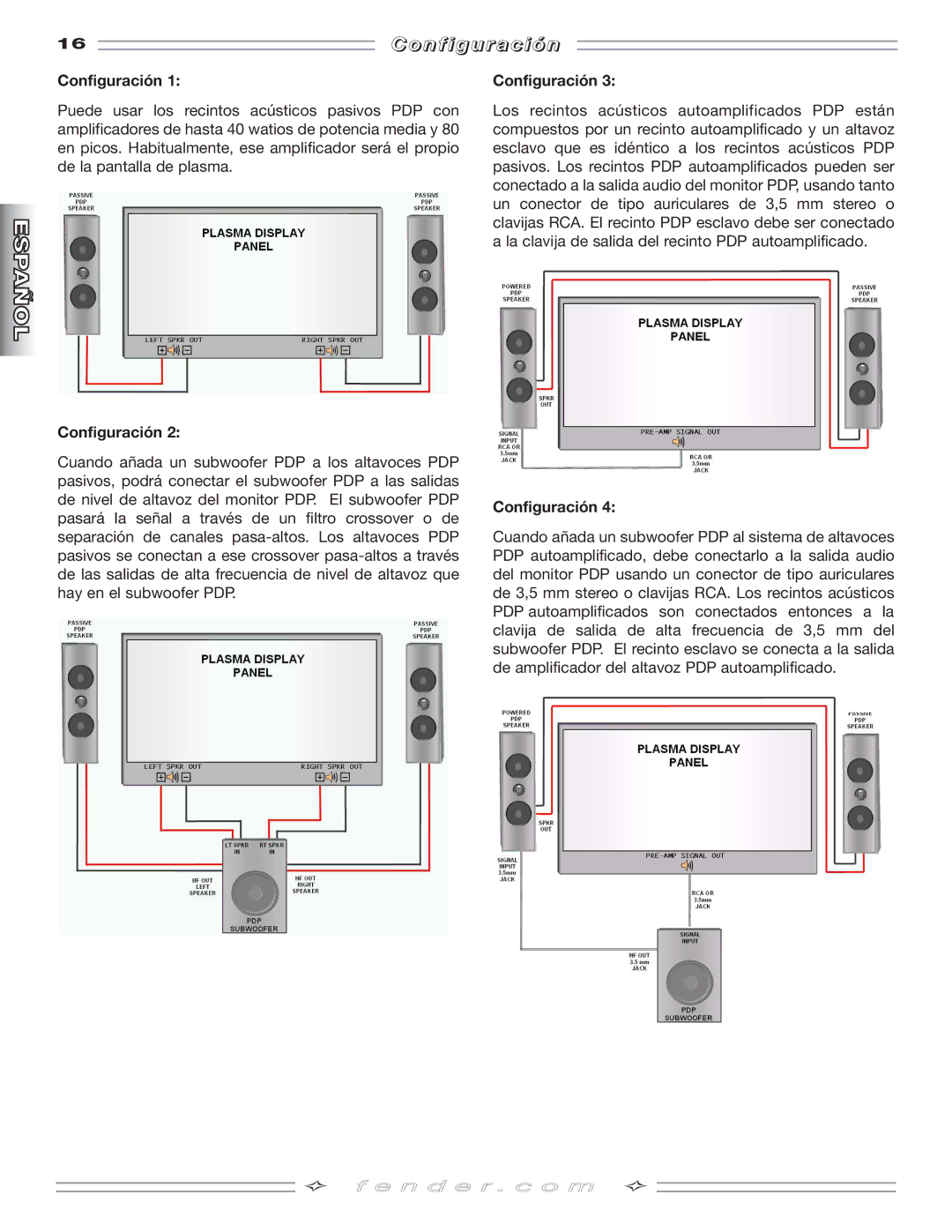 Fender PDP-125, PDP-S50 manual O n f i g u r a c i ó n, Configuración 