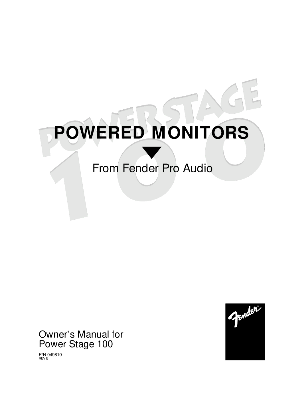 Fender Power Stage 100 owner manual Powered Monitors 