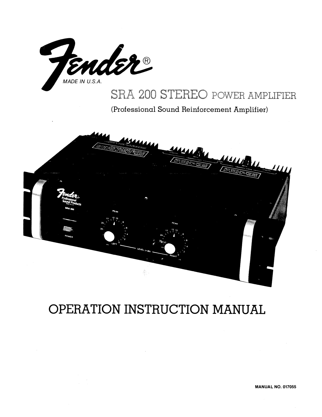 Fender SRA 200 manual 