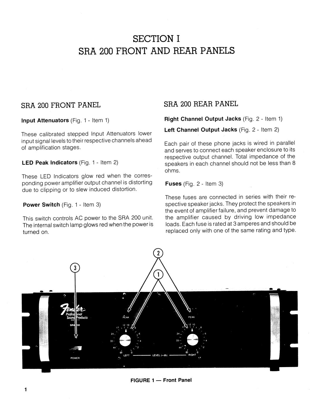 Fender SRA 200 manual 