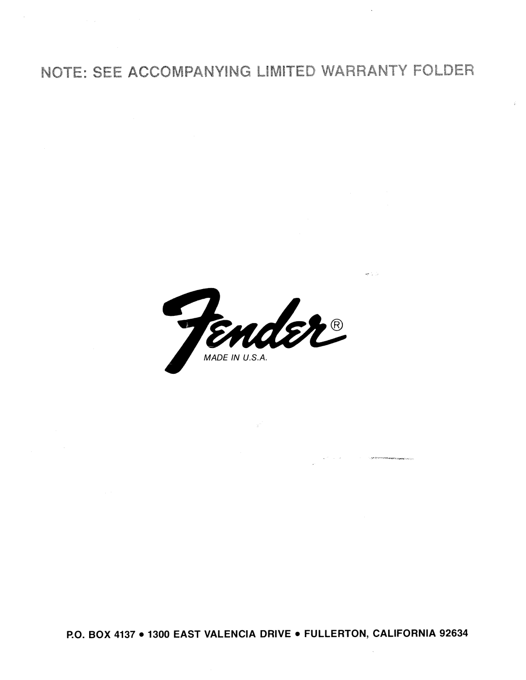 Fender SRA 200 manual 