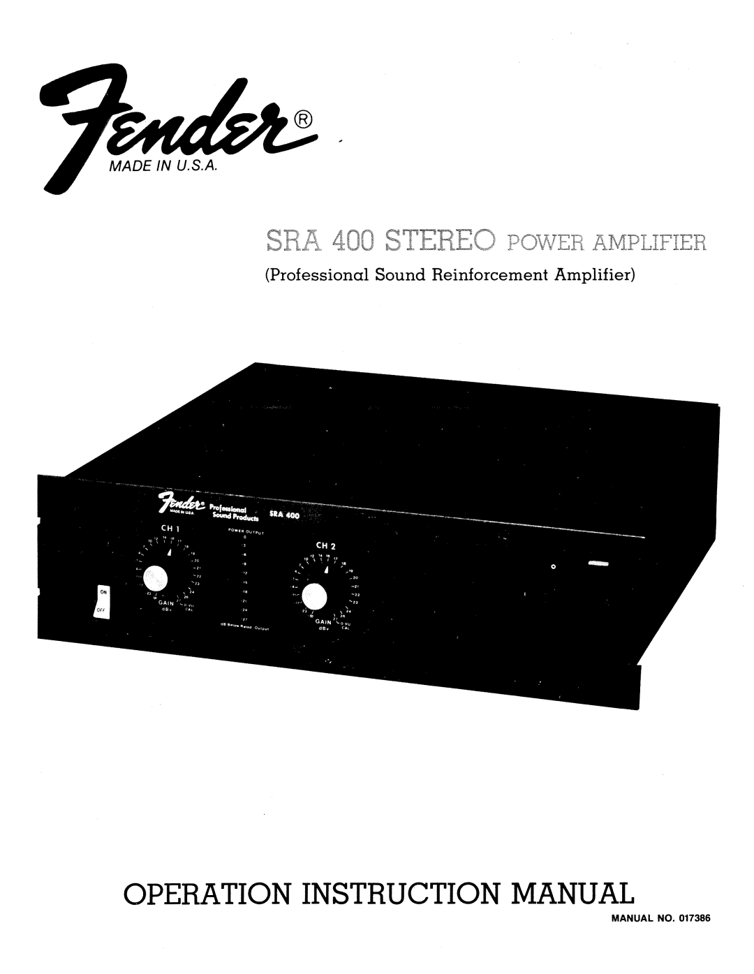 Fender SRA 400 manual 