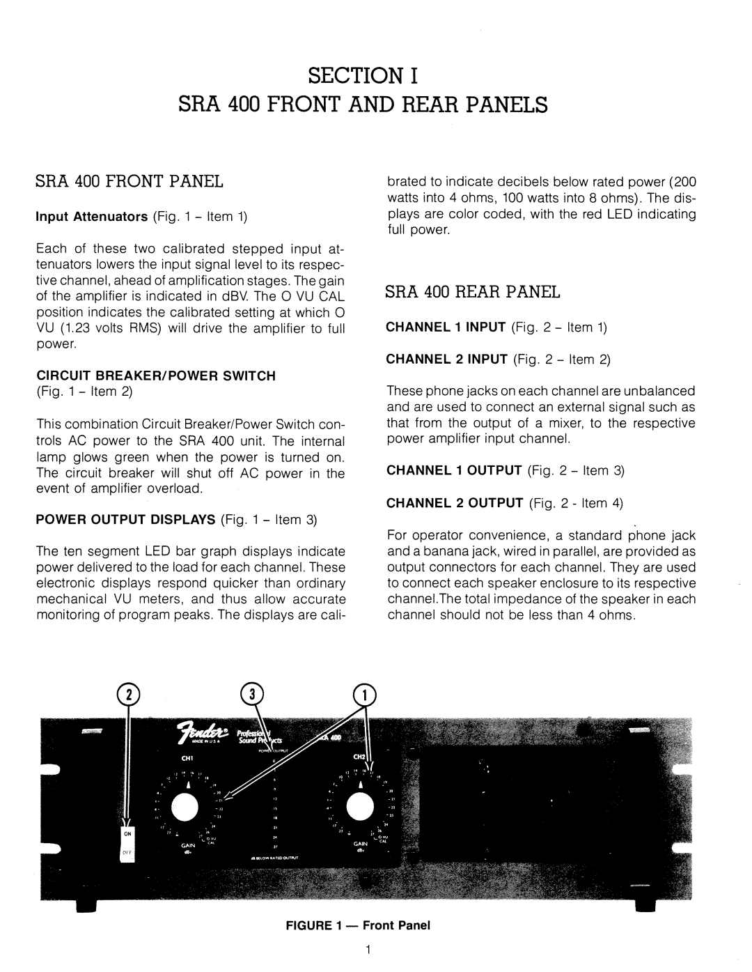 Fender SRA 400 manual 