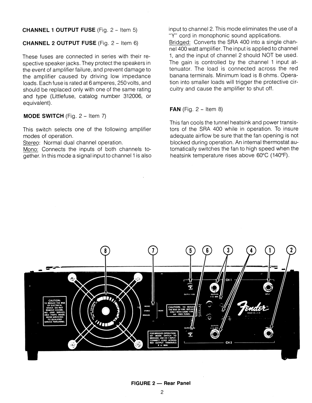 Fender SRA 400 manual 