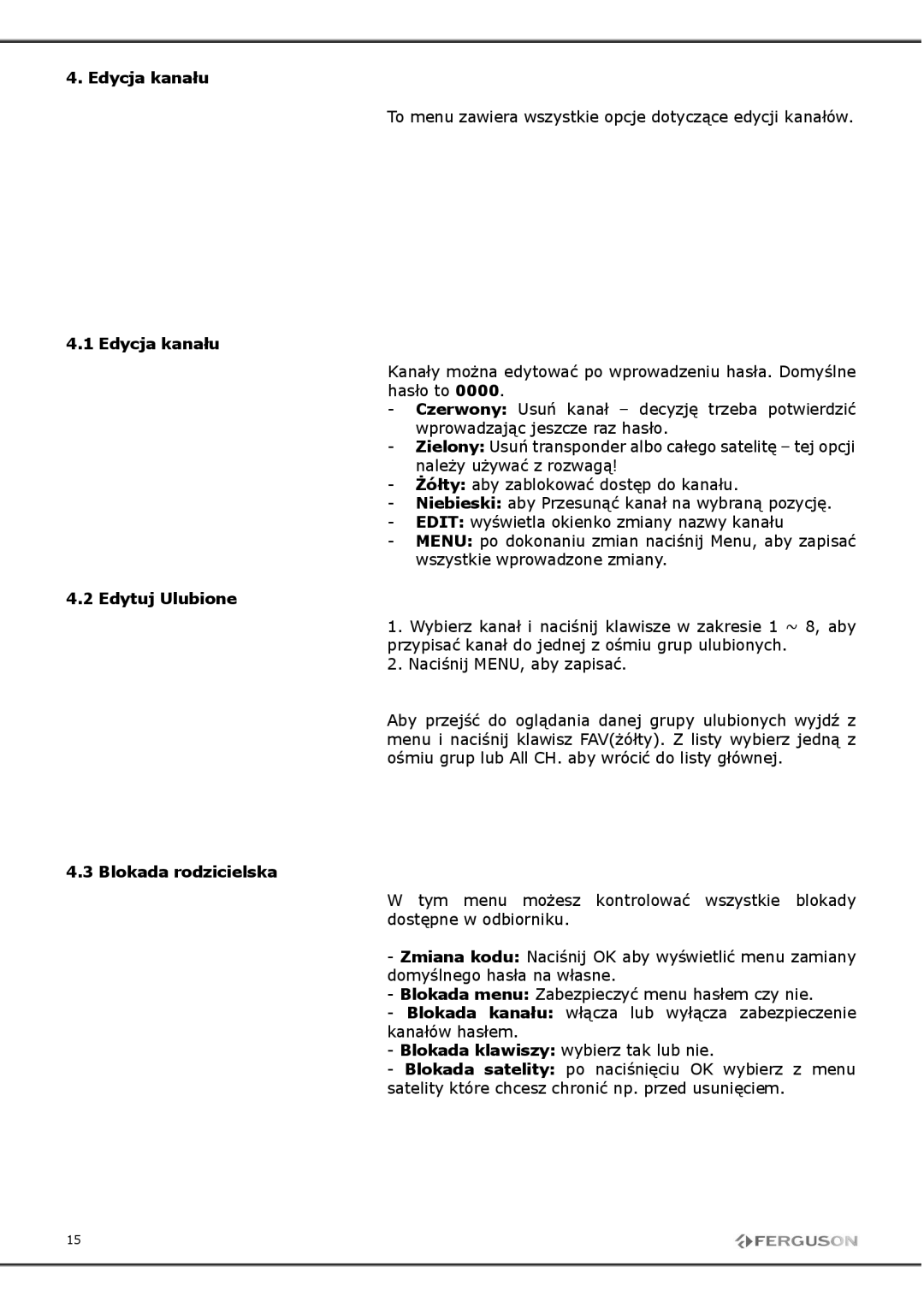 Ferguson FP-9600 USB manual 