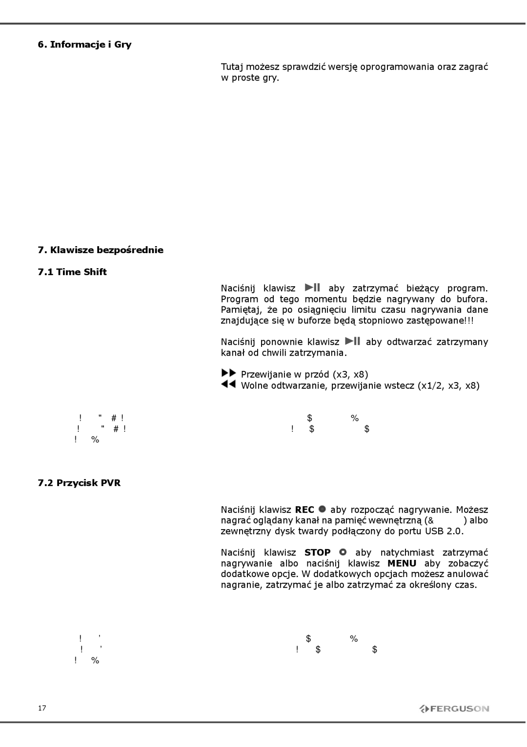 Ferguson FP-9600 USB manual 