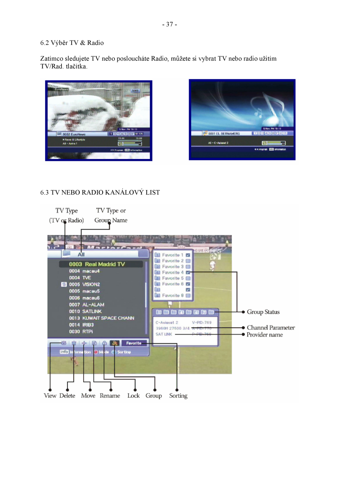 Ferguson HF 8800 HD, HF 8900 HD manual TV Nebo Radio Kanálový List 