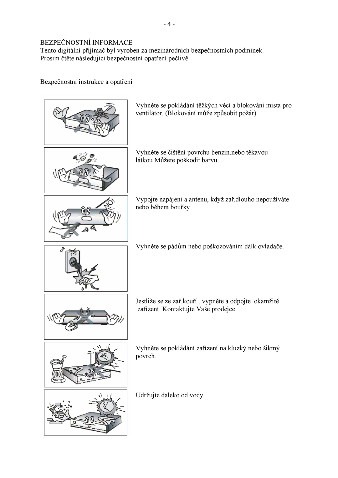 Ferguson HF 8900 HD, HF 8800 HD manual Bezpečnostní Informace 