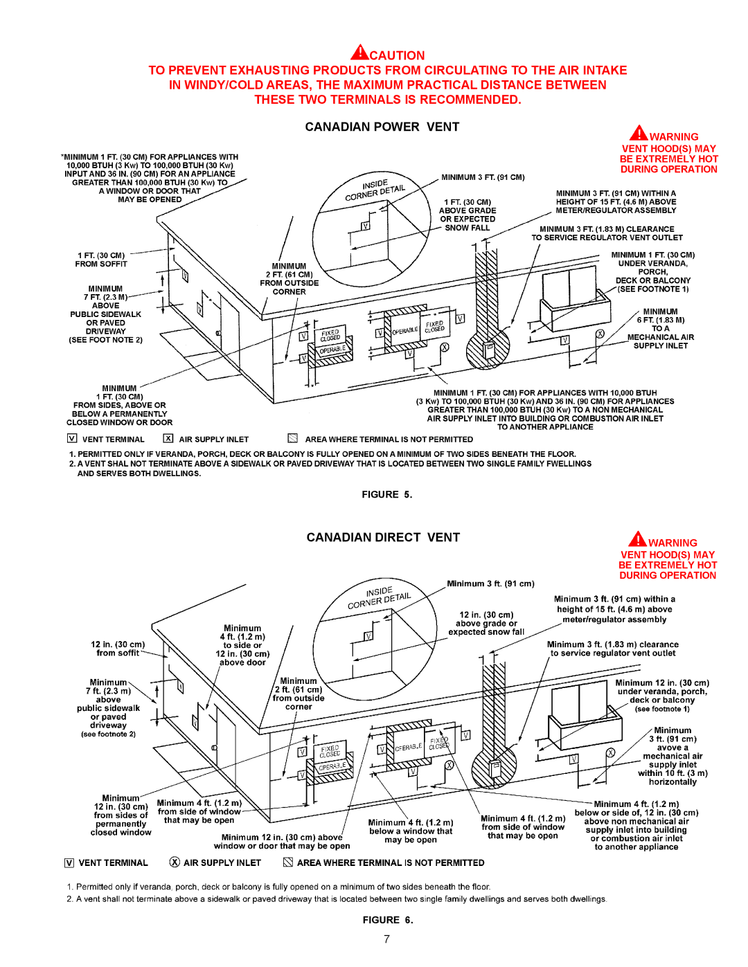 Ferguson JWSH100150, JWSH100250 warranty Canadian Power Vent Canadian Direct Vent 