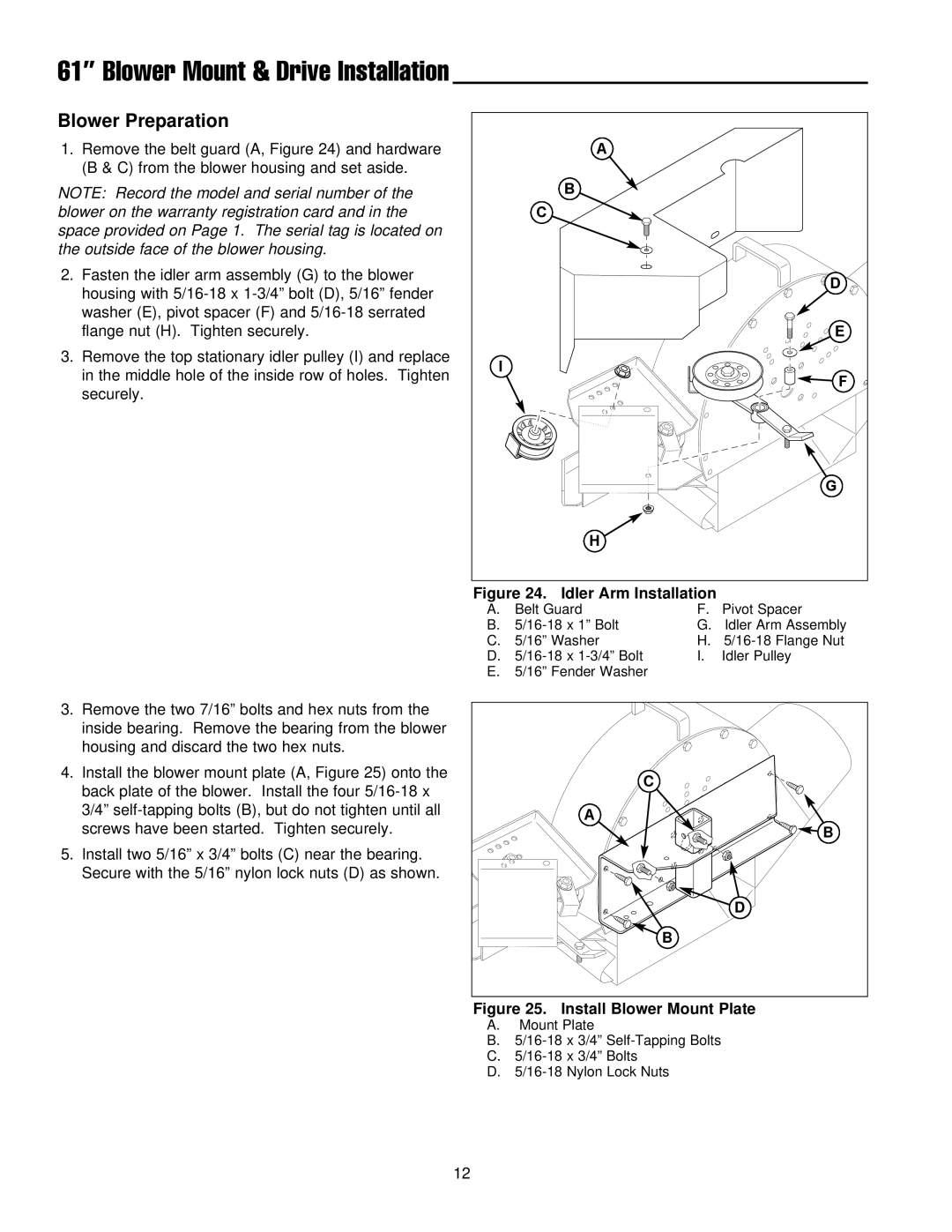 Ferris Industries 1000z Series, IS3000z Series manual Blower Mount & Drive Installation 